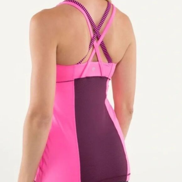 Lululemon Energy Hyper Light Stripe Raspberry Pink Tank Top - Picture 3 of 6